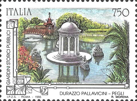 Francobollo Giardini di Durazzo Pallavicini, a Pegli -  1995