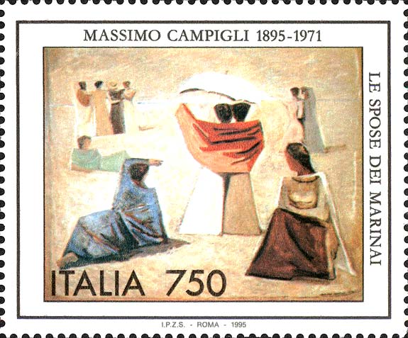 Francobollo Le Spose dei Marinai, Dipinto di Massimo Campigli -  1995