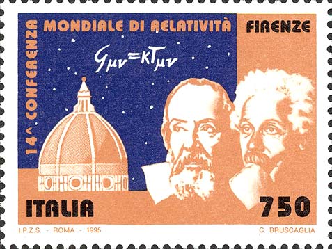 Francobollo Basilica di Santa Maria del Fiore a Firenze e Ritratti di Galilei e Einstein -  1995