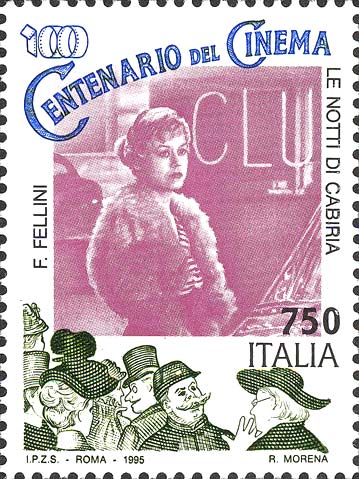 Francobollo Le Notti di Cabiria, Film con Federico Fellini -  1995