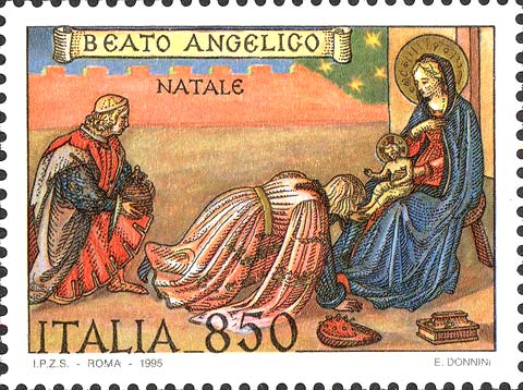 Francobollo Adorazione dei Magi, Dipinto di Beato Angelico -  1995