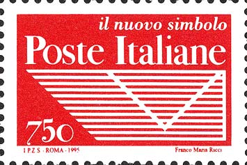 Francobollo Nuovo Simbolo delle Poste Italiane (Rosso) -  1995