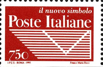 Francobollo Nuovo Simbolo delle Poste Italiane (Rosso - Non Dentellato in Basso) -  1995