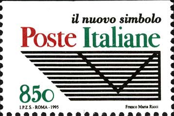 Francobollo Nuovo Simbolo delle Poste Italiane (Bianco - Non Dentellato in Alto) -  1995