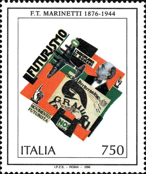 Francobollo Composizione Futurista di Filippo Marinetti -  1996