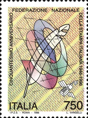 Francobollo Piuma e Spirale -  1996