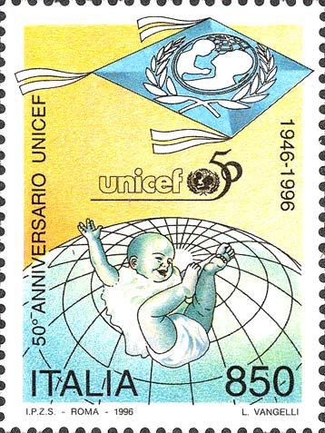 Francobollo Neonato e Logo dell'UNICEF -  1996
