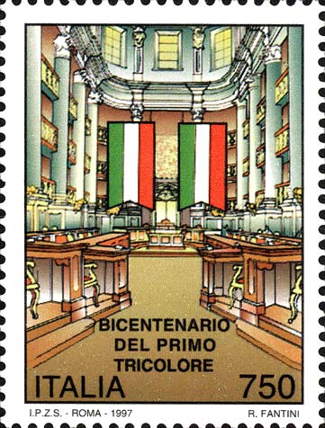 Francobollo Sala del Tricolore, a Reggio Emilia -  1997