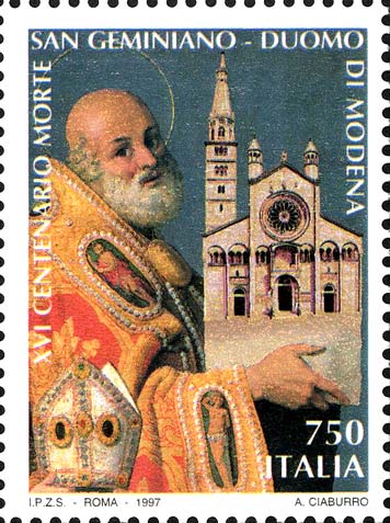 Francobollo Ritratto di San Geminiano e Duomo di Modena -  1997