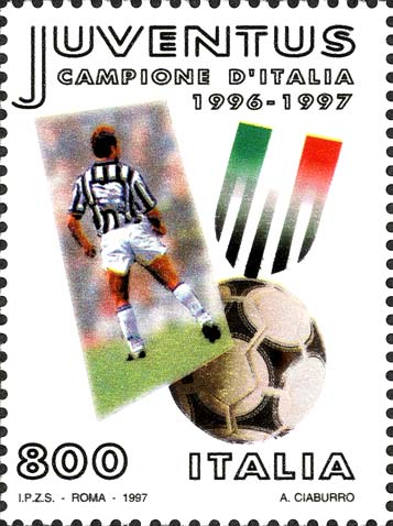 Francobollo Giocatore, Scudetto della Juve e Pallone -  1997