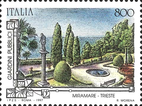 Francobollo Giardini Pubblici di Miramare, a Trieste -  1997