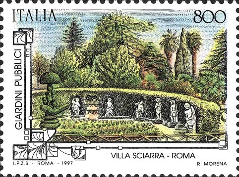 Francobollo Giardini Pubblici di Villa Sciarra, a Roma -  1997