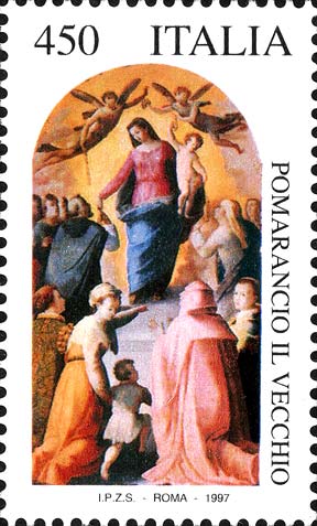 Francobollo Madonna del Rosario, Dipinto del Pomarancio -  1997