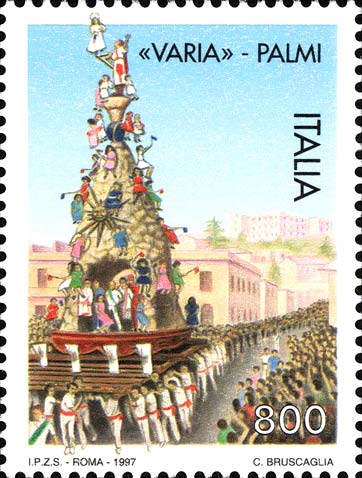 Francobollo Carro Sacro della "Varia" di Palmi -  1997