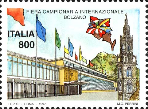 Francobollo Fiera di Bolzano e Campanile -  1997