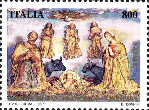 Francobollo Presepe della Chiesa di San Francesco a Leonessa -  1997