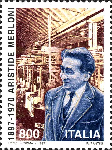 Francobollo Ritratto di Aristide Merloni e Impianto di Produzione -  1997