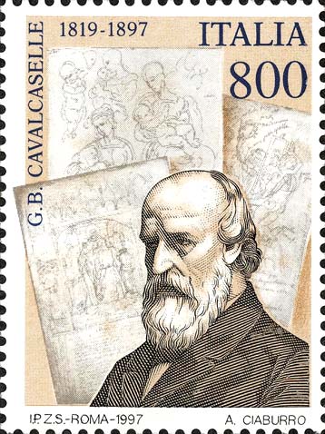 Francobollo Ritratto di Giovanni Battista Cavalcaselle e Disegni -  1997