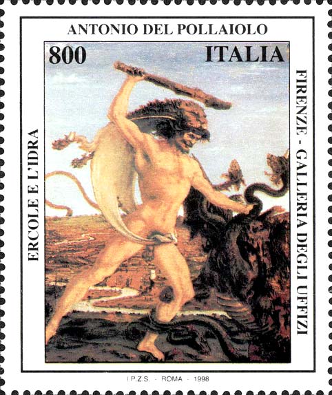 Francobollo Ercole e l'Idra, Dipinto del Pollaiolo -  1998