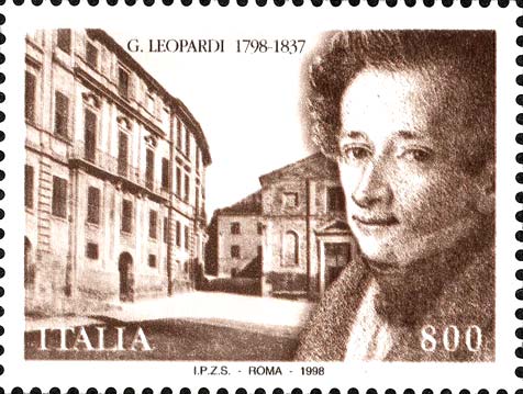 Francobollo Ritratto di Giacomo Leopardi e Palazzo Leopardi -  1998