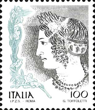 Francobollo Ritratto di Donna da Arte Etrusca -  1998