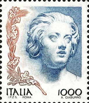 Francobollo Busto di Costanza Bonarelli, Scultura del Bernini -  1998