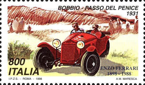 Francobollo Gara Automobilistica Bobbio Penice, 1931 -  1998