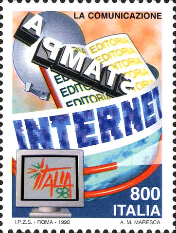 Francobollo Lettere e Monitor di Computer -  1998