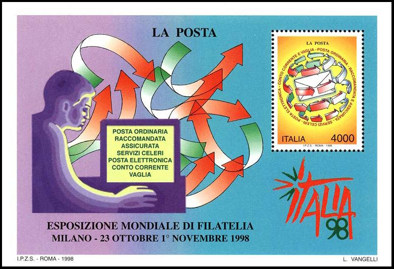 Francobollo Uomo al Computer e Frecce -  1998