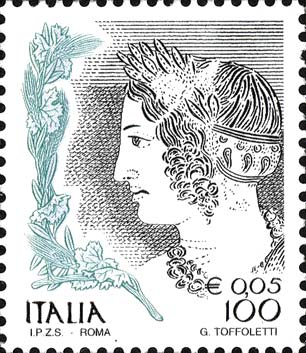 Francobollo Ritratto di Donna da Arte Etrusca -  1999