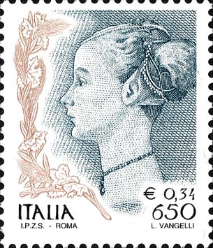 Francobollo Ritratto di Donna del Pollaiolo -  1999