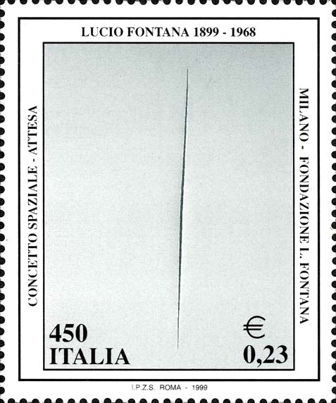 Francobollo Dipinto "Concetto Spaziale-Attesa" di Lucio Fontana -  1999