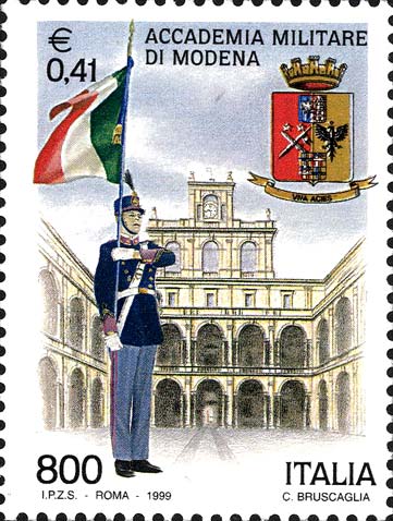 Francobollo Cortile d'Onore e Cadetto dell'Accademia Militare di Modena -  1999