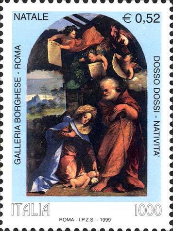 Francobollo La Natività, Dipinto di Dosso Dossi -  1999