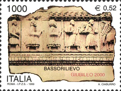 Francobollo Bassorilievo nel Duomo di Fidenza -  1999