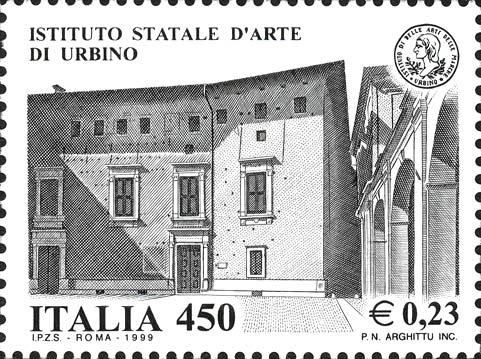 Francobollo Istituto Statale d'Arte di Urbino -  1999