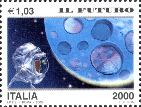 Francobollo Astronauta e Luna -  2000