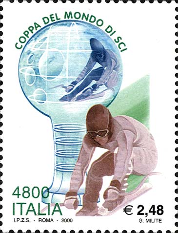 Francobollo Sciatore e Coppa -  2000