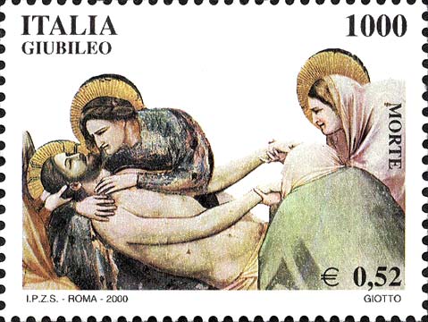 Francobollo Affresco "Compianto del Cristo Morto" di Giotto -  2000