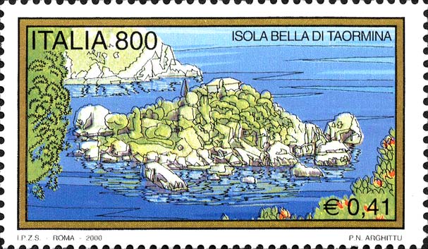 Francobollo Isola Bella di Taormina -  2000
