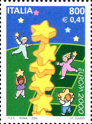 Francobollo Stelle e Bambini -  2000
