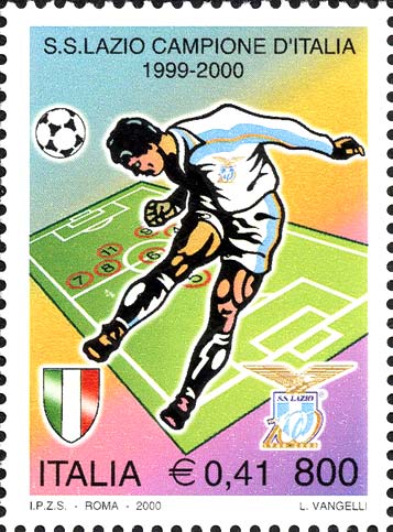 Francobollo Giocatore Laziale e Campo da Gioco -  2000