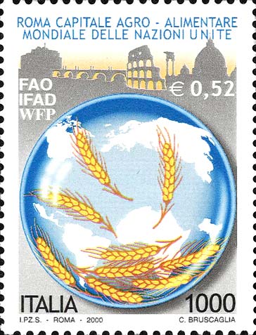 Francobollo Sfera con Spighe -  2000