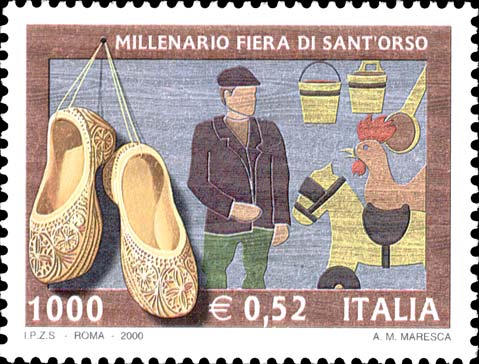 Francobollo Oggetti dell'Artigianato Valdostano e Artigiano -  2000