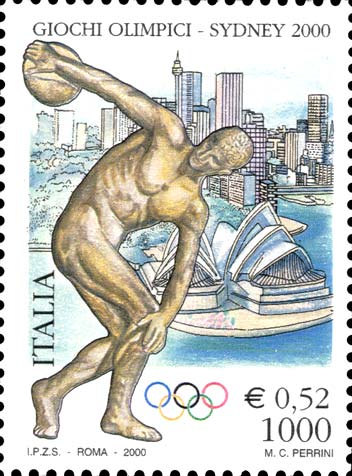 Francobollo Discobolo e Teatro dell'Opera, a Sidney -  2000