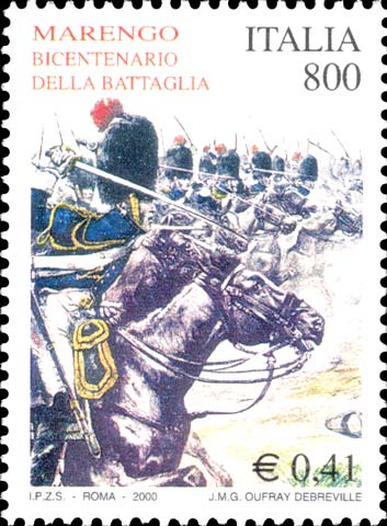 Francobollo Carica dei Granatieri a Cavallo, Opera di Jacques Marie Gaston Oufray Debreville -  2000