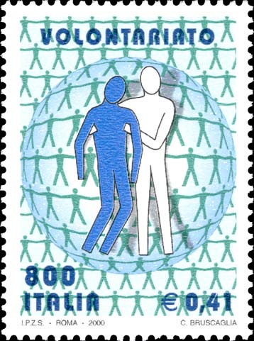 Francobollo Profilo di Uomo che Sorregge un Altro Uomo -  2000