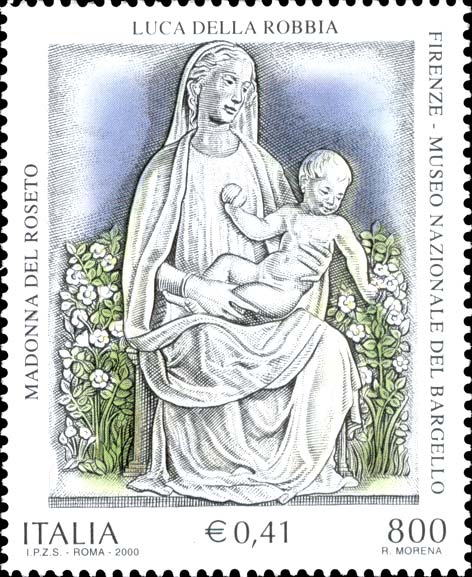 Francobollo Statua "Madonna del Roseto" di Luca della Robbia -  2000