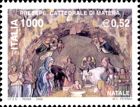 Francobollo Presepe della Cattedrale di Matera -  2000