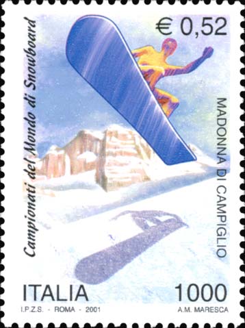 Francobollo Salto con lo Snowboard -  2001
